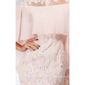 Los nuevos vestidos de coctel rosados ​​2017 de la gasa de las mangas del cortocircuito del cortocircuito de la envoltura apliquen los mini vestidos cortos del baile de fin de curso del cordón MP2563